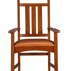 Mission Oak Dining Arm Chair (leather seat)