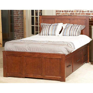 Shelter Bay Queen Pedestal Storage Bed